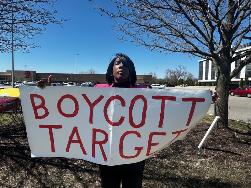 Allison Folmar of West Bloomfield joined the protesters who advocated for a boycott against Target in Southfield on Saturday, April 12.