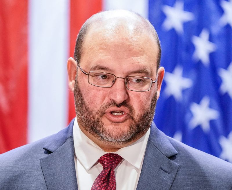 Chief Deputy Prosecutor Josh Kocher holds a press conference at the Hamilton County Courthouse on Monday, May 20, 2025, in Noblesville, Ind.