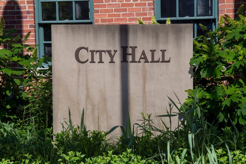 A sign outside of City Hall on Friday, May 23, 2025.