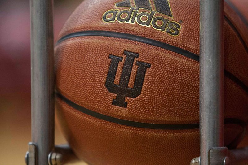 Nov 24, 2014; Bloomington, IN, USA; Basketball showing the IU logo before the game between the Indiana Hoosiers and the Eastern Washington Eagles at Assembly Hall. Mandatory Credit: Trevor Ruszkowski-USA TODAY Sports