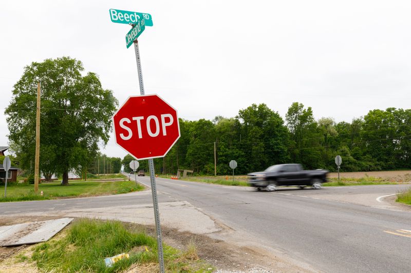 The Beech Road and Cleveland Road intersection on Wednesday, May 28, 2025, in Granger. The intersection will be shut down for a few months for the construction of a new roundabout.