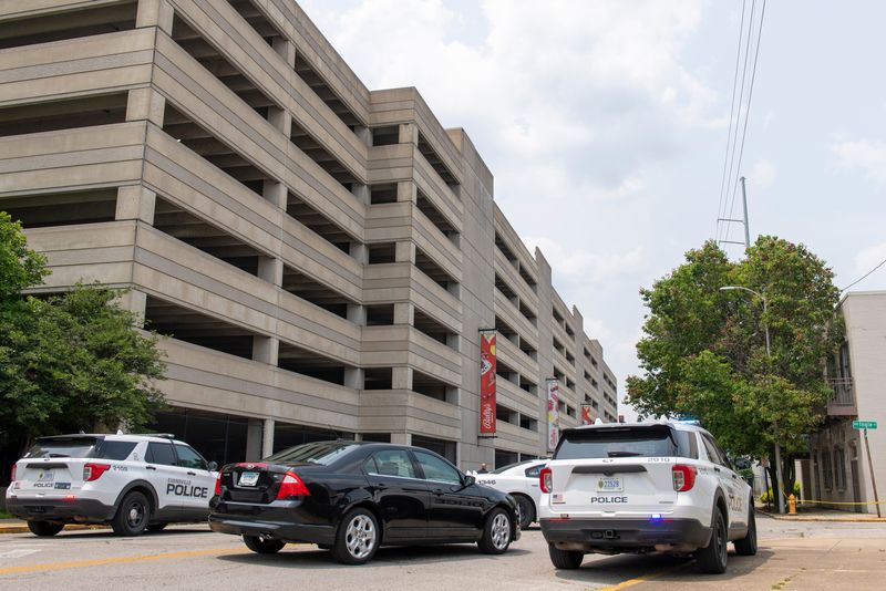 Multiple agencies respond after a man reportedly committed suicide by jumping from the Bally's Casino parking garage in Downtown Evansville, Ind., Tuesday, June 3, 2025.