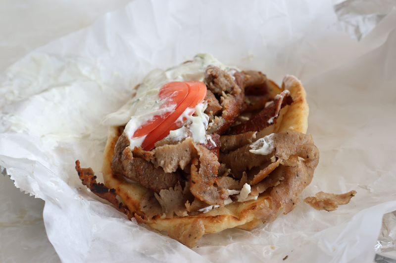 King Gyro's gyro sandwich with feta cheese