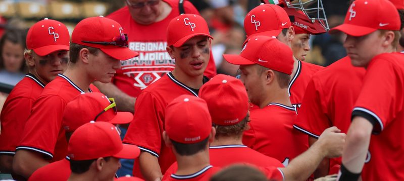 Clinton Prairie Kye Jacobs (center) talks to the team Saturday, June 14, 2025, during the IHSAA baseball semi-state championship game at Loeb Stadium in Lafayette, Indiana. Clinton Prairie lost 5-0 to Kouts in seven innings.