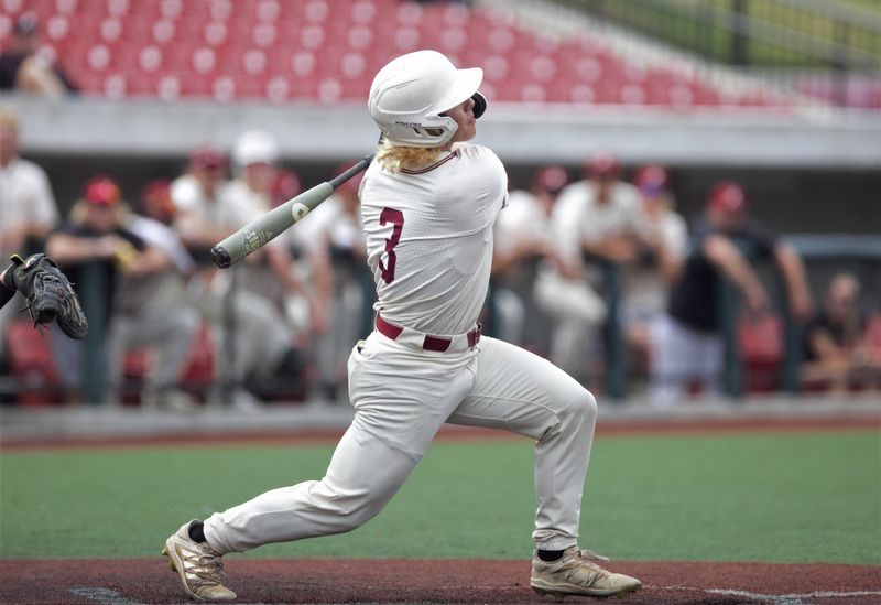 Andrean's Mason Barth hits a home run during the IHSAA Class 3A semistate baseball game at Kokomo Municipal Stadium Saturday, June 11, 2022. Andrean defeated New Castle 12-1.

Newcastleandrean3