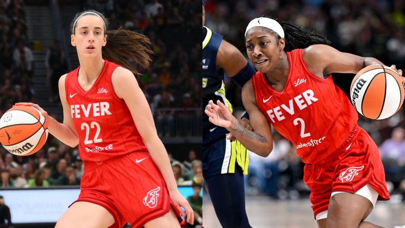 Caitlin Clark (left) and Aari McDonald of the Indiana Fever