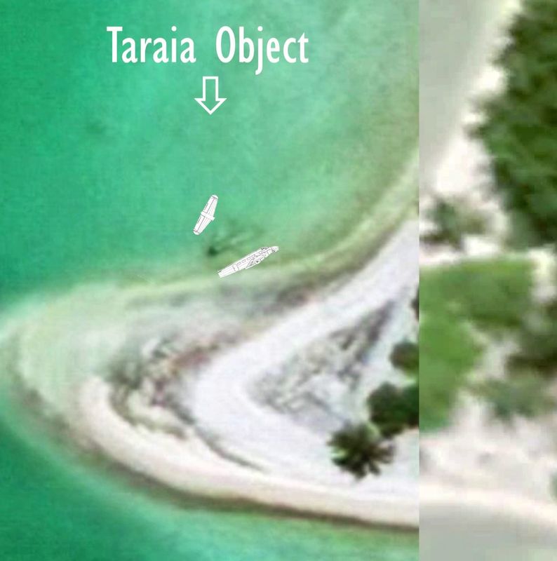 A satellite image shows what PRF and the Archaeological Legacy Institute believe to be Amelia Earhart's Lockheed Electra 10E airplane off the Pacific island Nikumaroro.