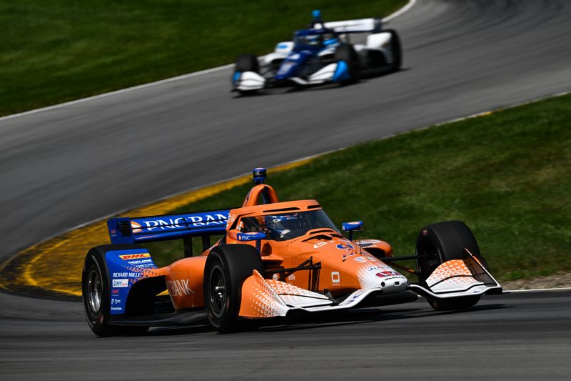 IndyCar driver Scott Dixon competes at Mid-Ohio in July 2025.