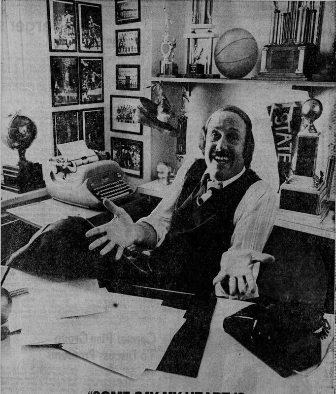 Don Hein, sports director for WTHR Channel 13, is shown in his office in November 1976.