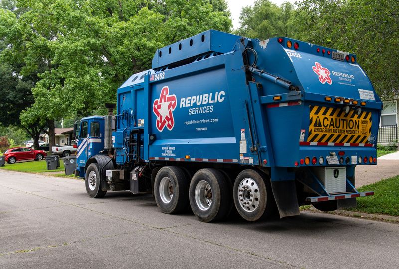 Republic Services collects trash on Kathleen Avenue in Evansville, Ind., Tuesday, July 8, 2025.