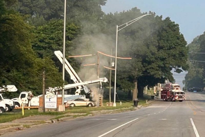 A photo from St. Joseph County Police shows a significant gas leak on Cleveland Road, July 15, 2025, as police and fire crews work to evacuate the area.
