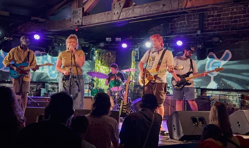 Wishy plays for the crowd at WFHB's "Past and Present: 50 Years of the Bloomington Community Radio Project" event on Thursday, July 10, 2025, at the Bluebird.