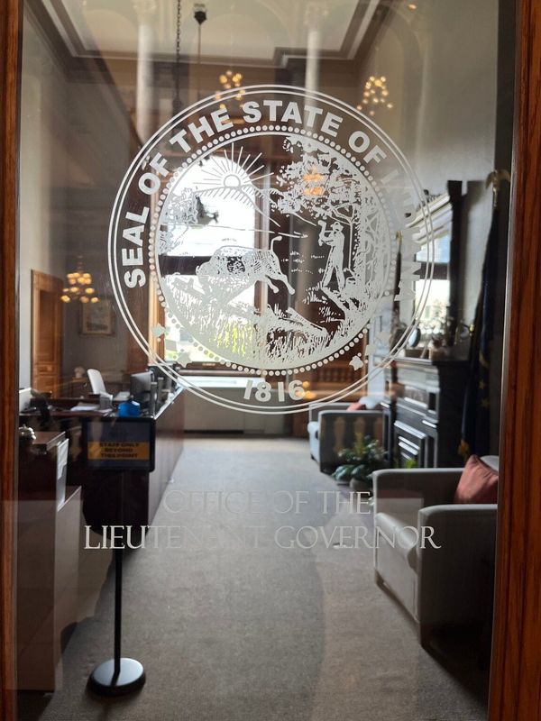 Indiana Lt. Gov. Micah Beckwith’s office, located inside the statehouse, appeared closed and vacant on July 11, 2025.