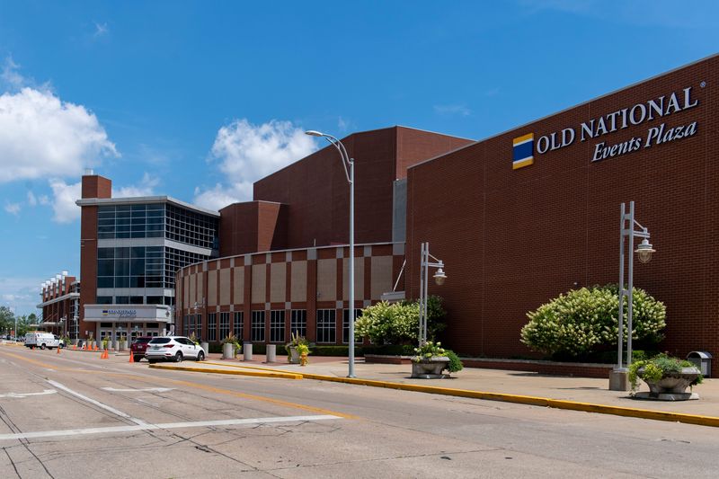 Old National Events Plaza in Downtown Evanville, Indiana. VenuWorks of Evansville, LLC will take over management after a vote by Vanderburgh County Commissioners Tuesday, July 29, 2025.