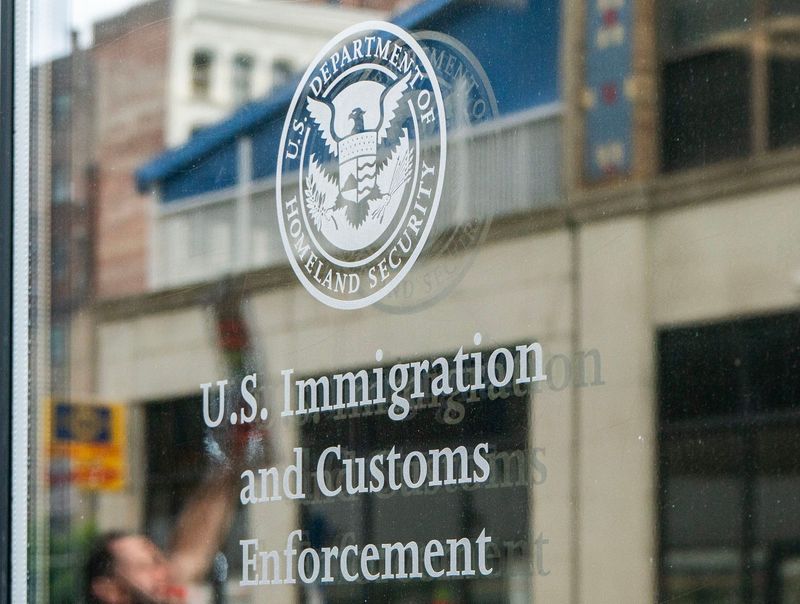 The Immigration and Customs Enforcement field office visitors entrance at 114 N. Eighth Street in Philadelphia on Aug. 1, 2025.