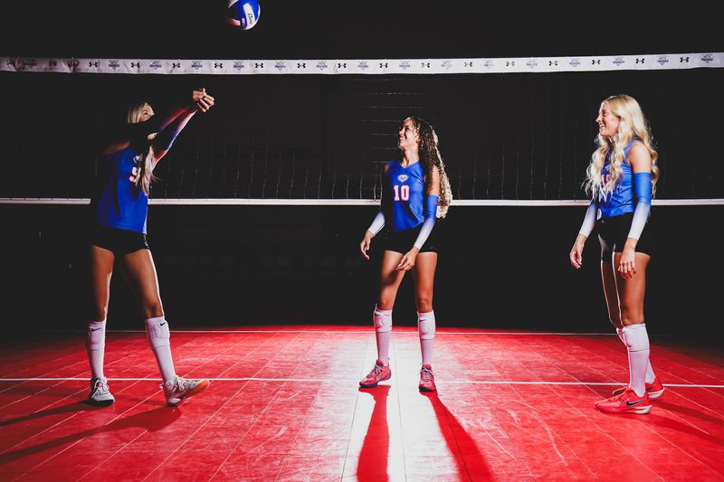(From left) Hamilton Southeastern High School students, Madi Miles, Bre Morgan, Merritt Sliwa are photographed for the 2025 IndyStar Girls Volleyball Super Team on Tuesday, August 5, 2025, at The Academy Volleyball Club in Indianapolis.