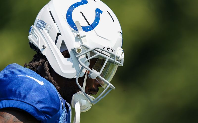 Indianapolis Colts running back Tyler Goodson (31) walks up the field Sunday, Aug. 10, 2025, during Indianapolis Colts Training Camp at Grand Park in Westfield.