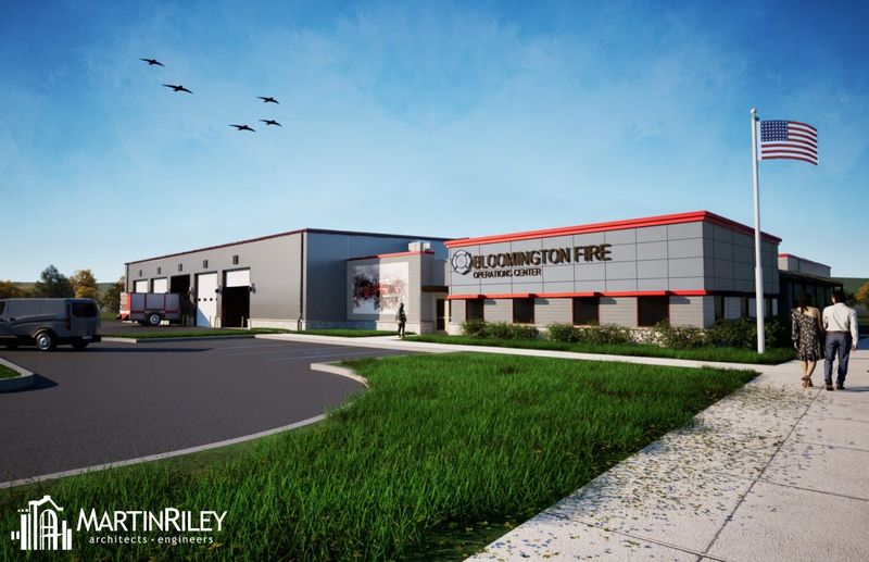 A rendering of the new Bloomington Fire Department training and logistics center.