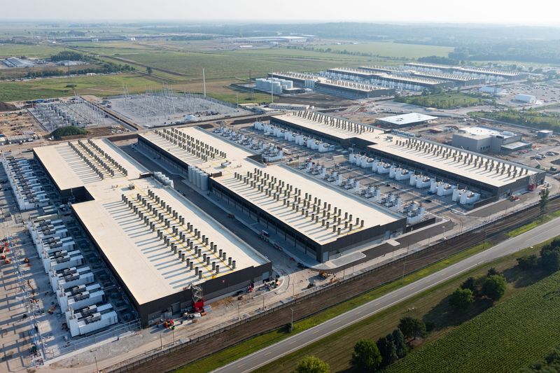 Construction work takes place on a portion of land between Walnut and Larrison Road and north of Early Road on an $11 billion Amazon Web Services data center campus on Thursday, Aug. 14, 2025, between South Bend and New Carlisle.