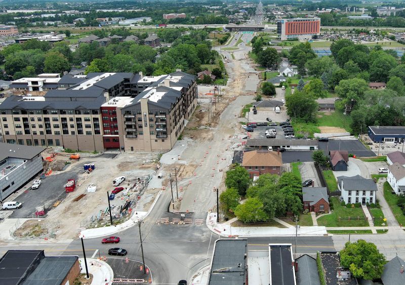 Construction continues Monday, Aug. 18, 2025, on State Road 32 in Westfield.