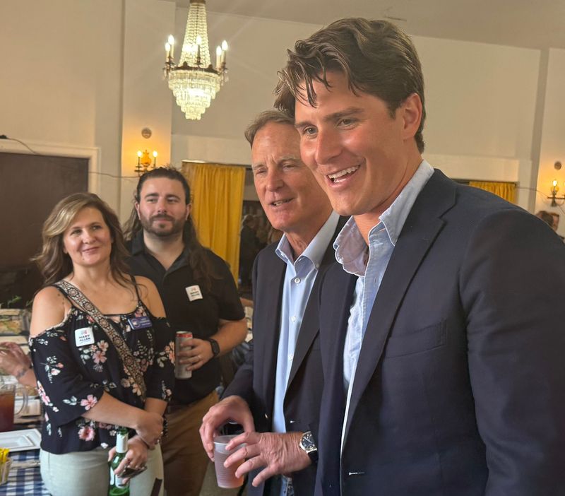 Beau and Evan Bayh at the Orange County Democratic Dinner at the French Lick American Legion hall.