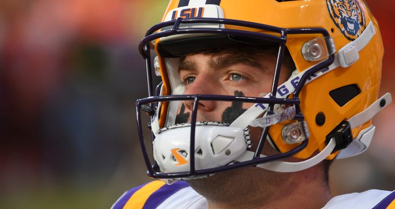 LSU Tigers quarterback Garrett Nussmeier (18) takes to the field Saturday, Aug. 30, 2025 during the NCAA football game at Memorial Stadium in Clemson, South Carolina.