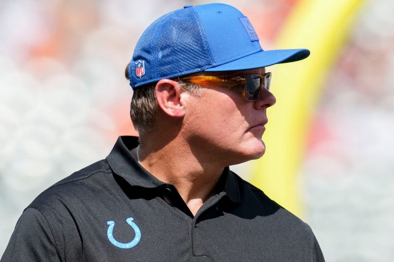 Aug 23, 2025; Cincinnati, Ohio, USA; Indianapolis Colts general manager Chris Ballard leaves the field in the game against the Cincinnati Bengals at Paycor Stadium. Mandatory Credit: Christine Tannous-USAToday Network via Imagn Images