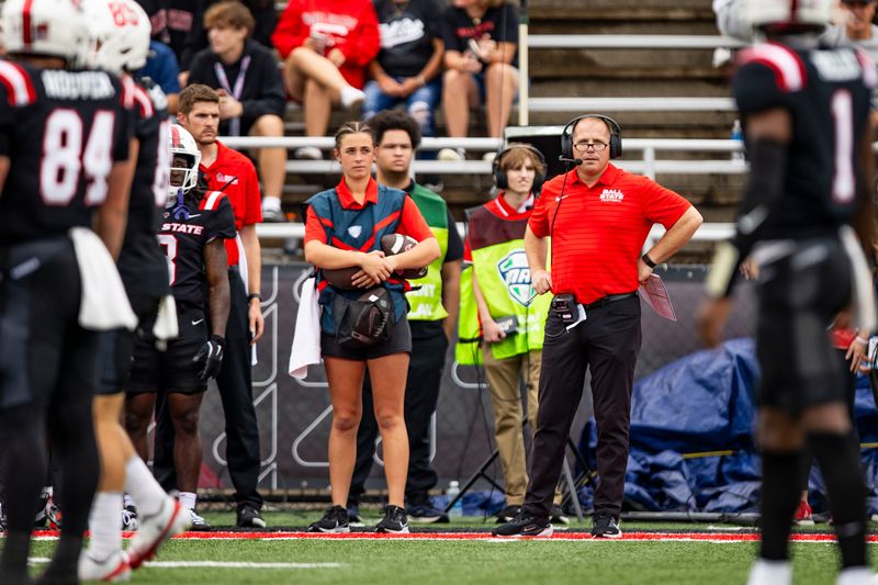 Ball State Head Coach Mike Uremovich stands on the sidelines against New Hampshire during the first half Saturday, Sept. 13, 2025, at Scheumann Stadium.