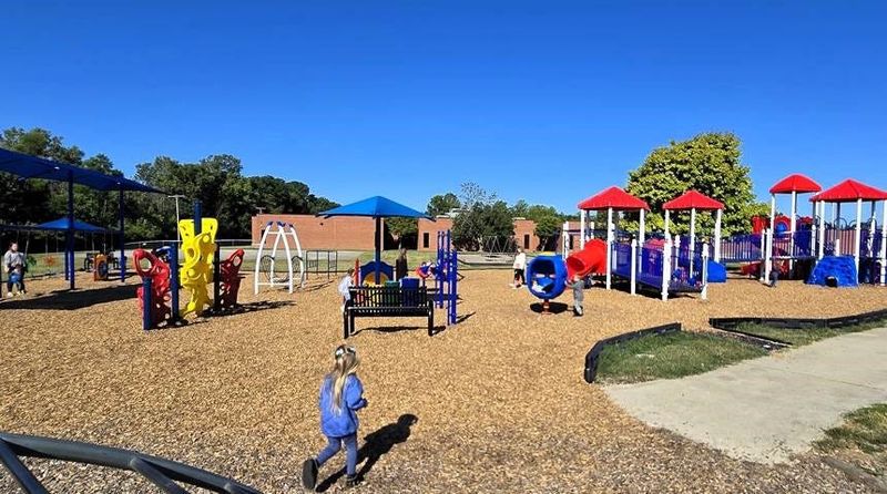 Children enjoy the playground at South View Elementary School in Muncie, Indiana.