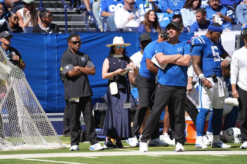 Indianapolis Colts owner Carlie Irsay-Gordon stands on the sideline during a game versus the Miami Dolphins.