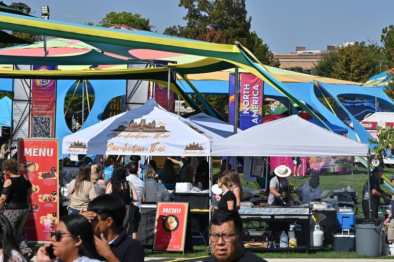 The North America and Asia tents at the third annual Fusion Fest on Saturday, Sept. 27, 2025, at Howard Park in South Bend.