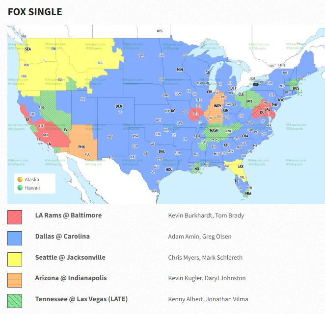 Week 6 NFL TV map.