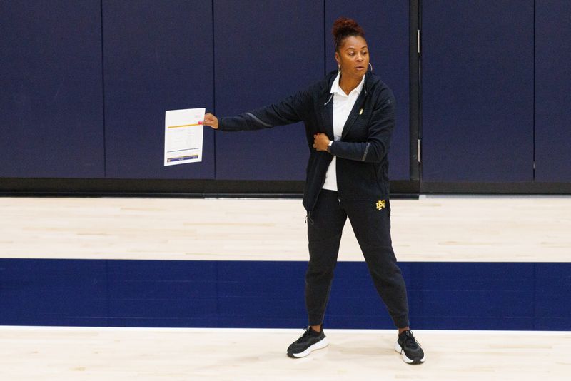 Notre Dame women's basketball head coach Niele Ivey during a practice at Rolfs Athletics Hall on Wednesday, Oct. 14, 2025, in South Bend.