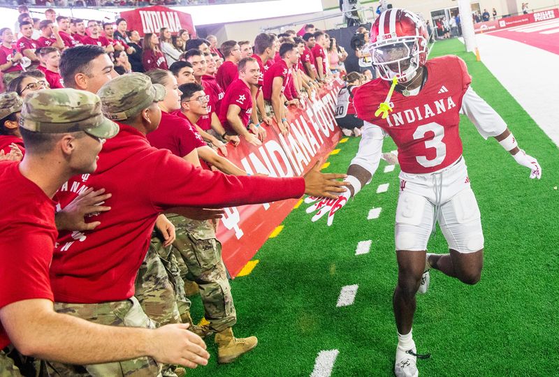 Indiana's Jaylen Bell (3)during the Indiana versus Michigan State football game at Memorial Stadium on Saturday, Oct. 18, 2025.