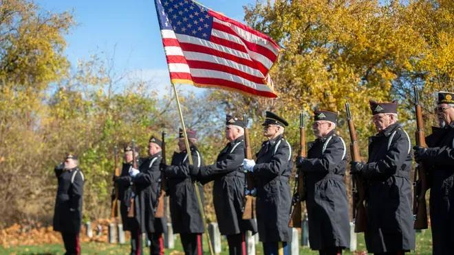 Veterans Day ceremony at Beech Grove Cemetery in Muncie, Indiana.