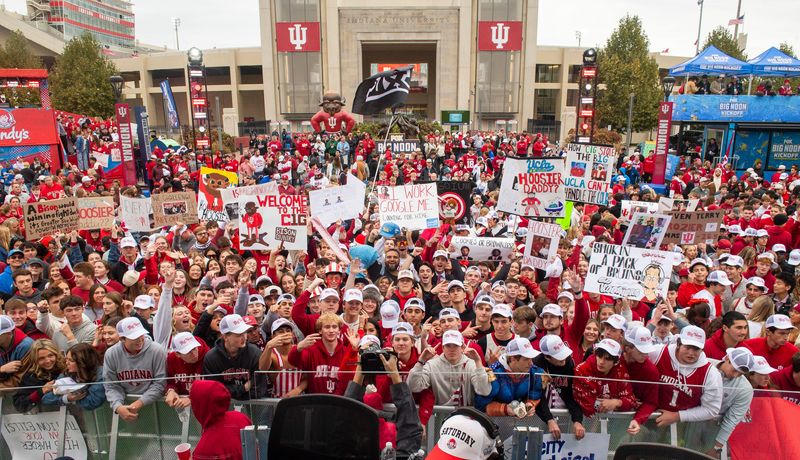 Fans cheer during the BIg Noon Kickoff before the Indiana versus UCLA football game at Memorial Stadium on Saturday, Oct. 25, 2025.
