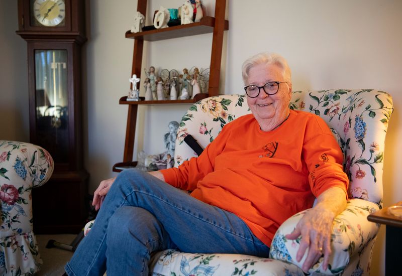 Joyce Berry poses in her 2007 Habitat for Humanity home in the New Haven subdivision Friday, Oct. 31, 2025. Berry lost her home in the Eastbrook Mobile Home Park in the Nov. 6, 2005 tornado.