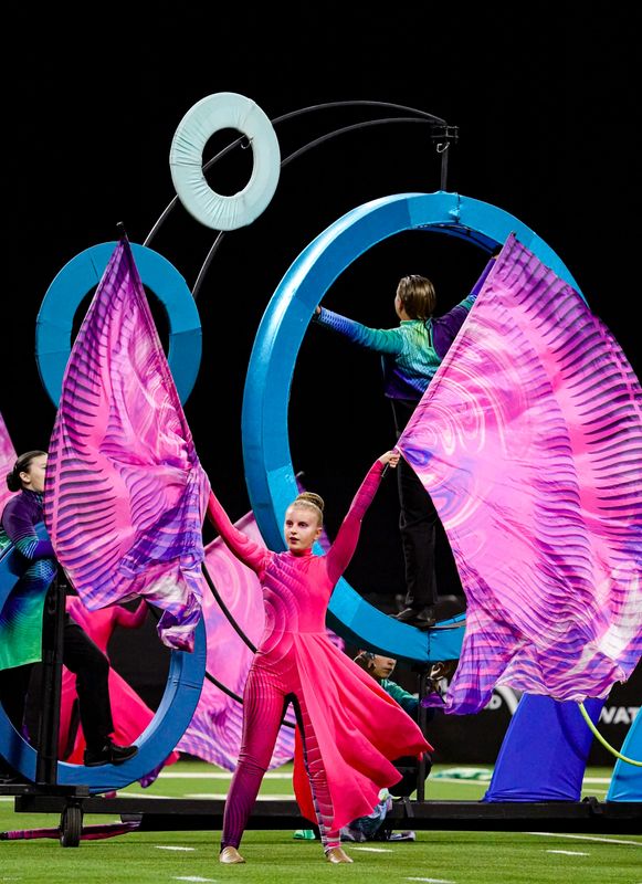 The Floyd Central marching band performs during the 2025 ISSMA state marching band finals at Lucas Oil Stadium on Saturday, Nov. 8, 2025, in Indianapolis.