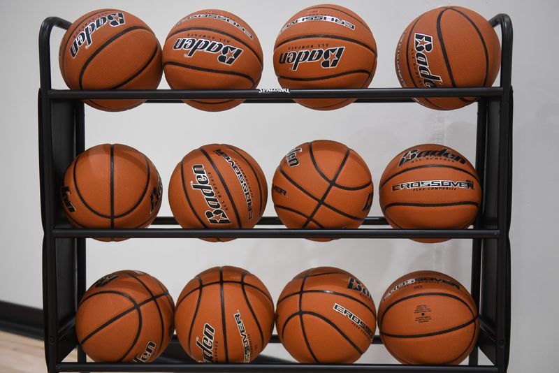Basketballs sit on a rack inside the brand new gymnasium inside the Club on Thursday, Aug. 21, 2025, at George McGovern Middle School in Sioux Falls, South Dakota.