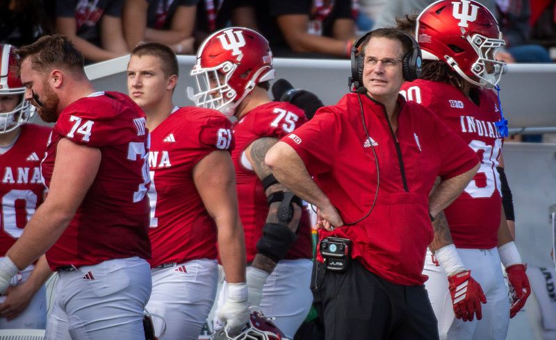 Indiana Head Coach Curt Cignetti during the Indiana versus Wisconsin football game at Memorial Stadium on Saturday, Nov. 15, 2025.