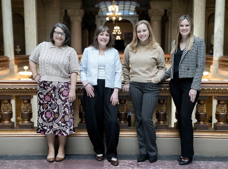 (From left) IndyStar reporters Hayleigh Colombo, Marissa Meador, Kayla Dwyer and editor Kaitlin Lange pictured Monday, Nov. 17, 2025, at the Indiana Statehouse in downtown Indianapolis.