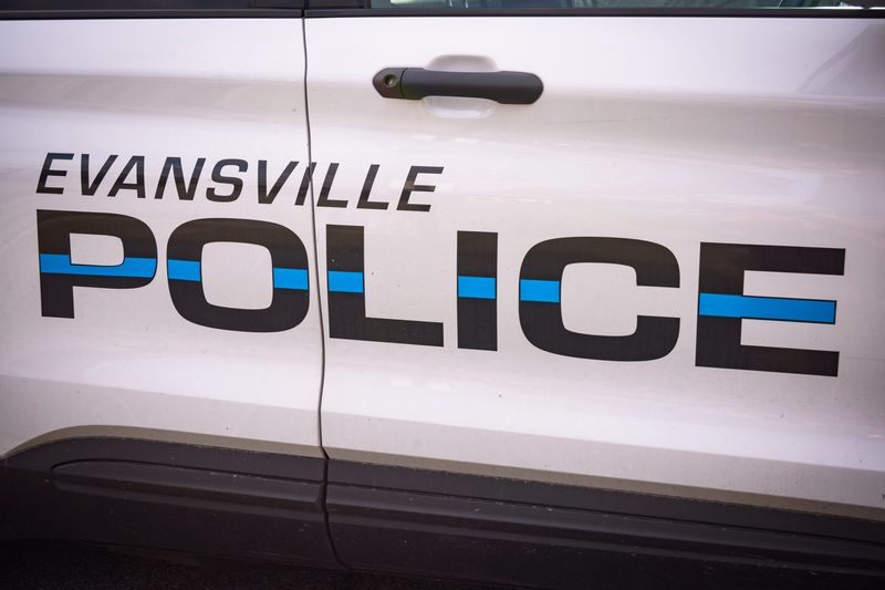 A marked Evansville Police Department SUV is seen parked outside headquarters in downtown Evansville on Wednesday, Nov. 26, 2025.