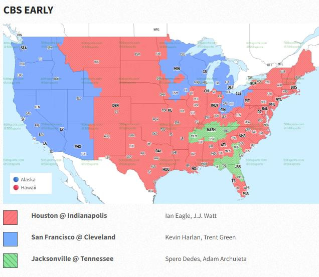 Week 13 NFL TV map CBS.