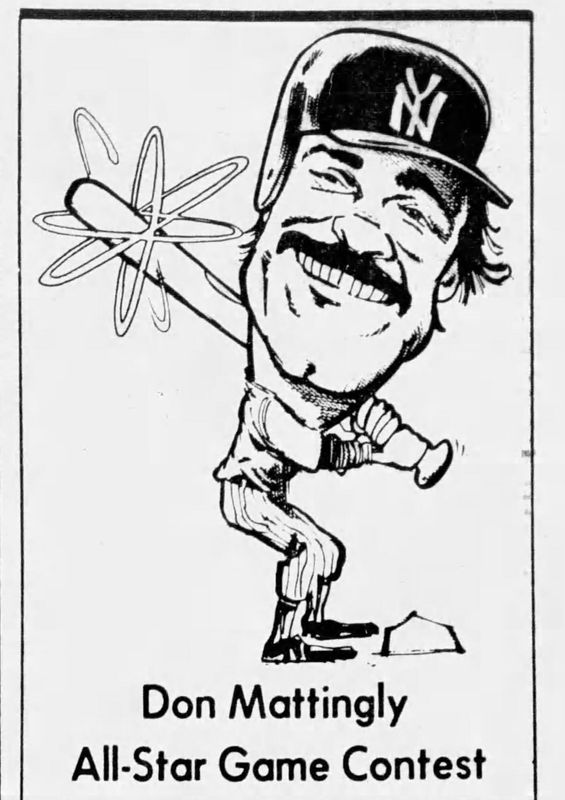 An illustration of New York Yankees Don Mattingly from the the June 6, 1985 edition of the Evansville Press.