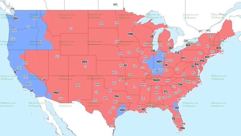 CBS TV coverage map for late games on Dec. 14, 2025, in Week 15 games.