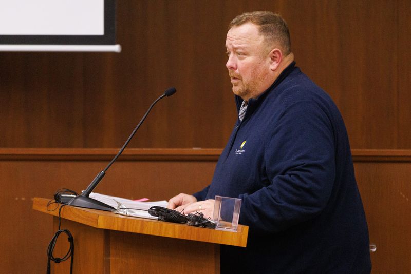 Bill Schalliol, executive director of economic development for St. Joseph County, speaks during a St. Joseph County Council meeting as it considers a proposal for another large data center between South Bend and New Carlisle on Tuesday, Dec. 9, 2025.