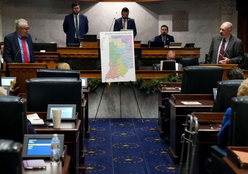 Indiana senators vote on redistricting on Dec. 11, 2025, in Indianapolis.