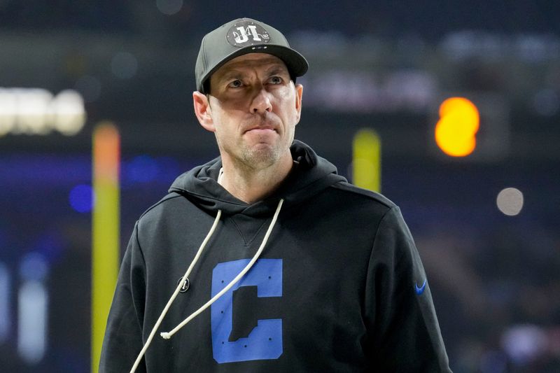 Indianapolis Colts head coach Shane Steichen walks off the field Monday, Dec. 22, 2025, after losing a game against the San Francisco 49ers at Lucas Oil Stadium in Indianapolis.