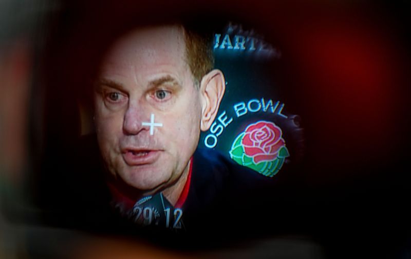 Indiana Hoosiers head coach Curt Cignetti answers questions Tuesday, Dec. 30, 2025, during Media Day interviews ahead of the Rose Bowl game against Alabama Crimson Tide at the Sheraton Grand Los Angeles.