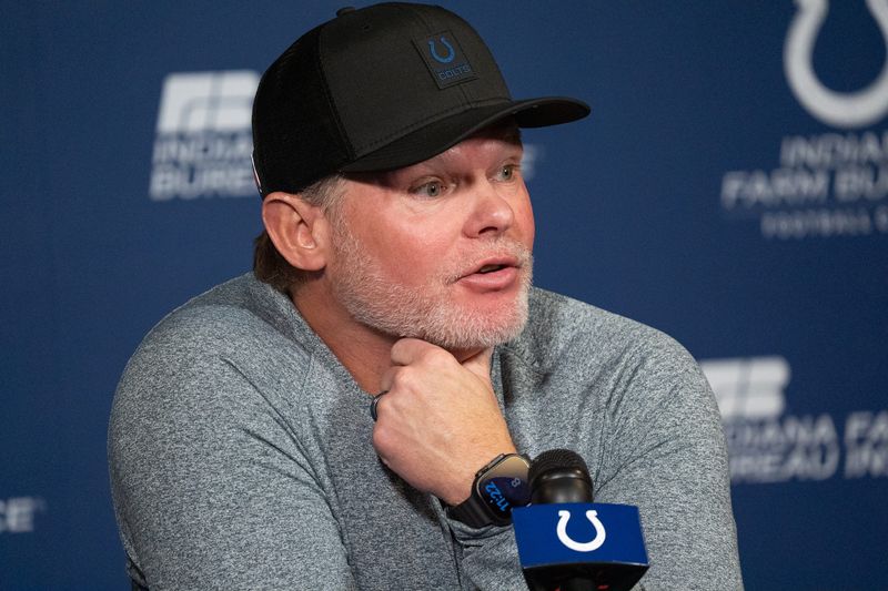 Indianapolis Colts General Manager Chris Ballard speaks with media Thursday, Jan. 8, 2026, at the Colts practice facility in Indianapolis.